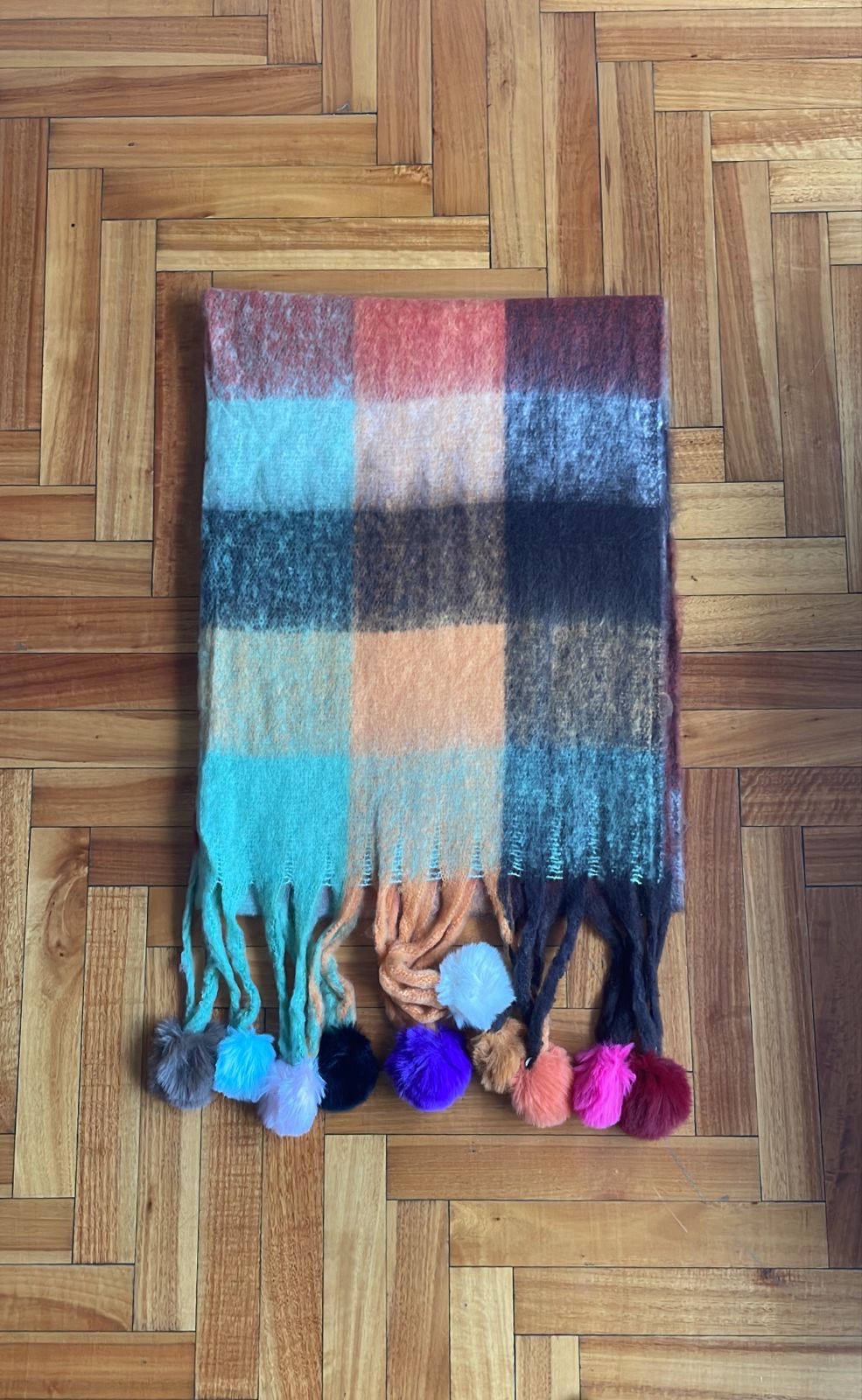 Bufandas Nube multicolor con pompones - Imagen 3
